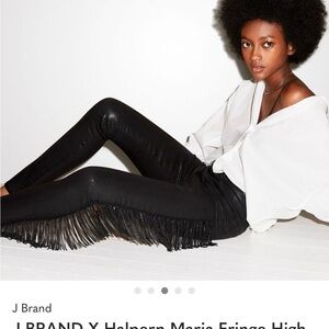 J BrandXHalpern Black Fringe high waisted coated jeans